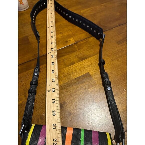 Victorias Secret Crossbody Rainbow Black Faux Crocodile Studded Strap - Picture 11 of 11
